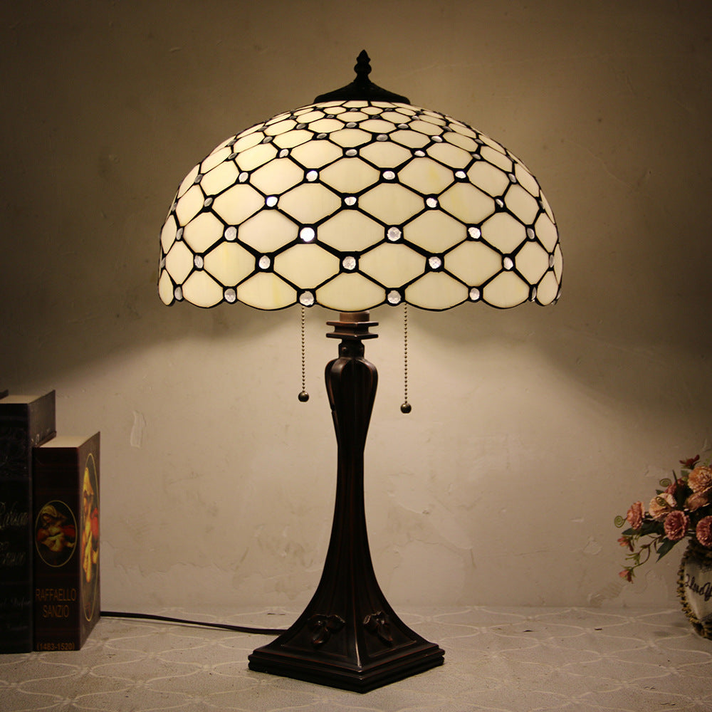 Mediterranean Stained Glass Cone 2-Light Table Lamp