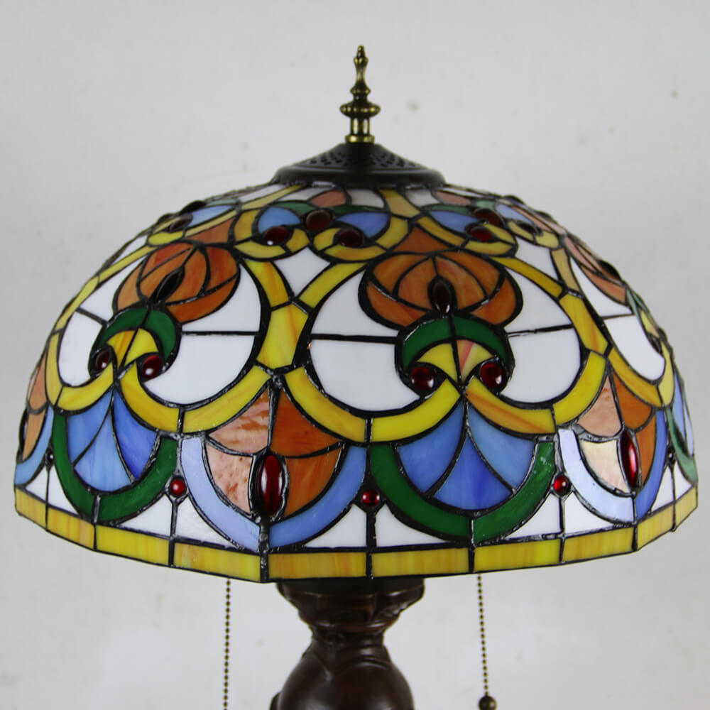 Flowers Stained Glass Pull Table Lamp