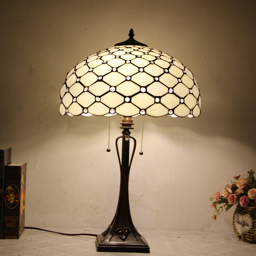 Mediterranean Stained Glass Cone 2-Light Table Lamp