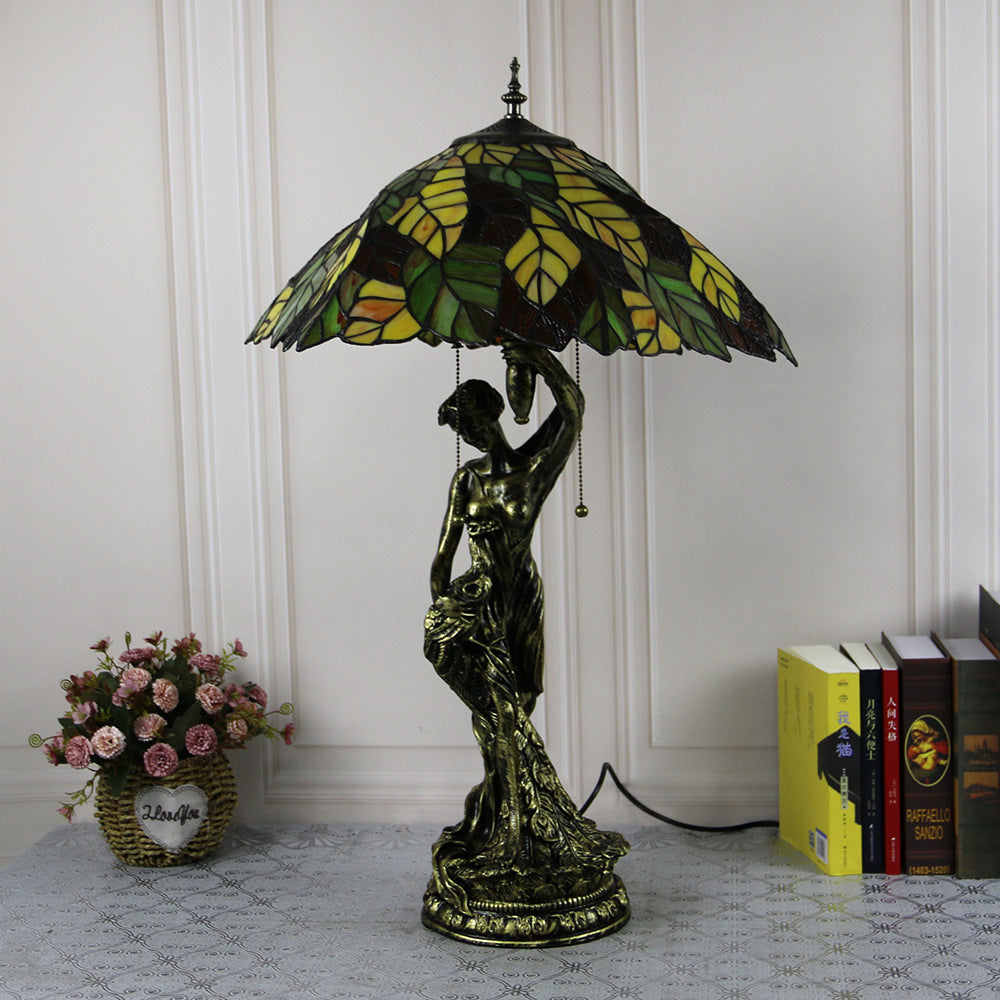Stained Glass Beauty Resin 2-Light Table Lamp