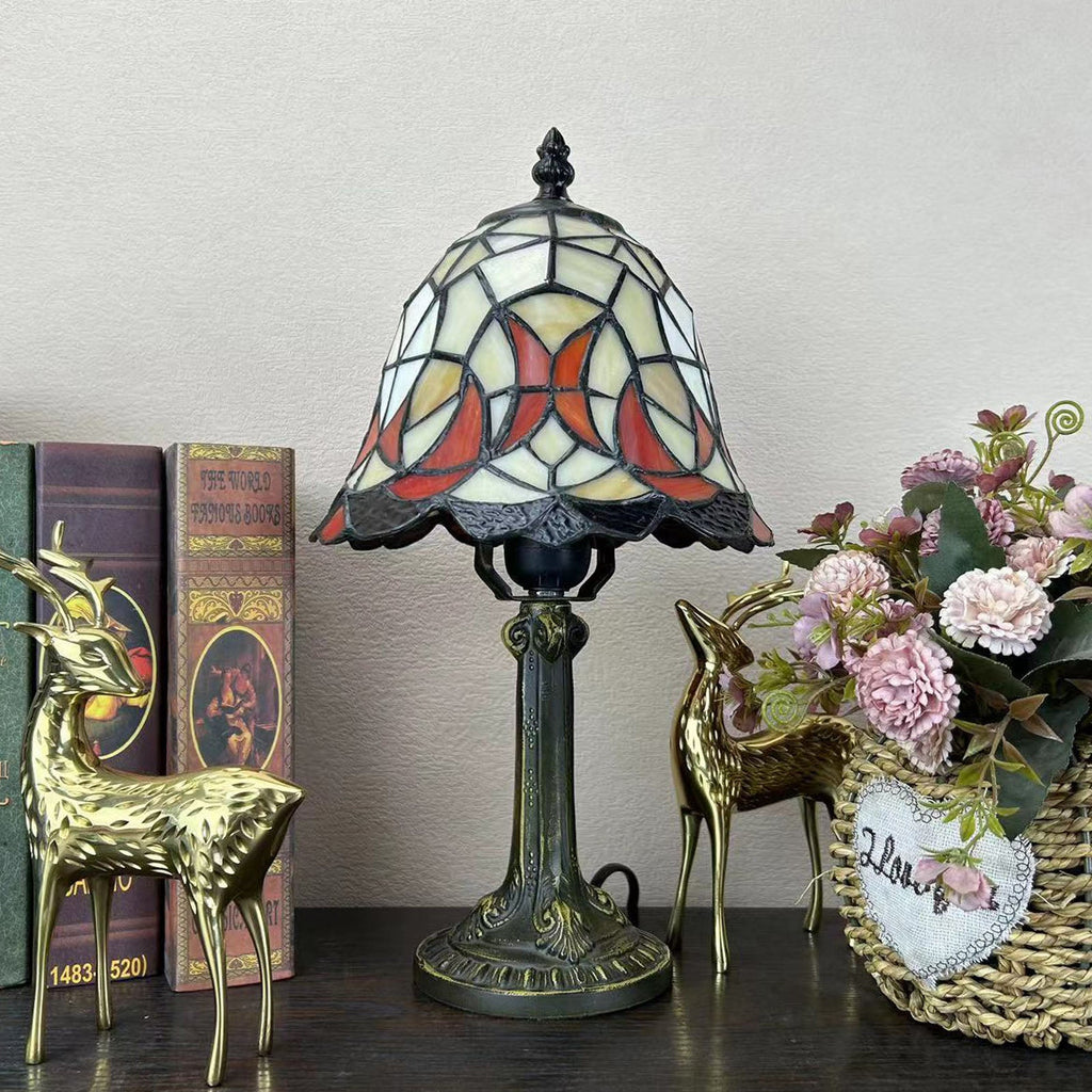 Alloy Glass Dome Flower Table Lamp