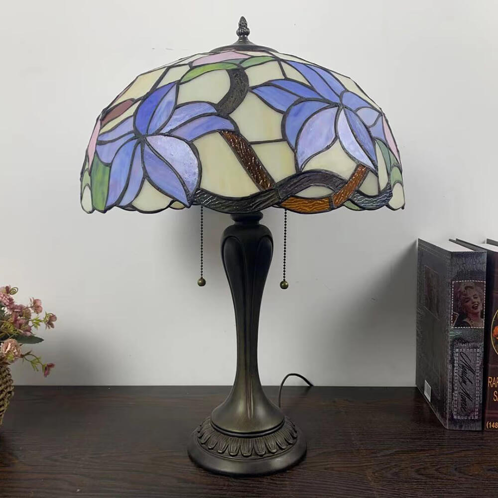 Flowers Stained Glass 2-Light Table Lamp