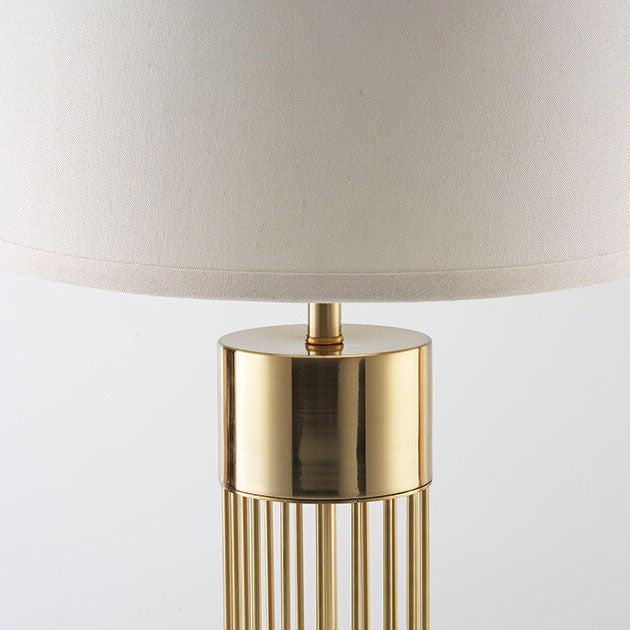Fabric Drum Gold Column Table Lamp