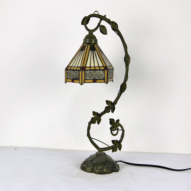 Rose Stained Glass Vine Table Lamp