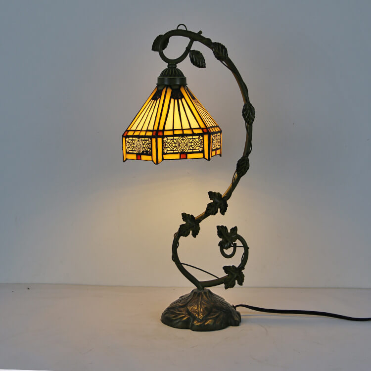 Rose Stained Glass Vine Table Lamp