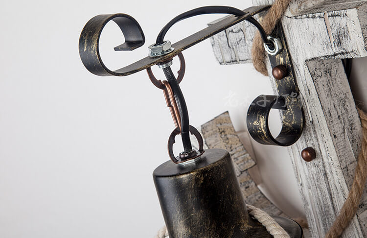 Boat Anchor Solid Wooden Wall Lamp