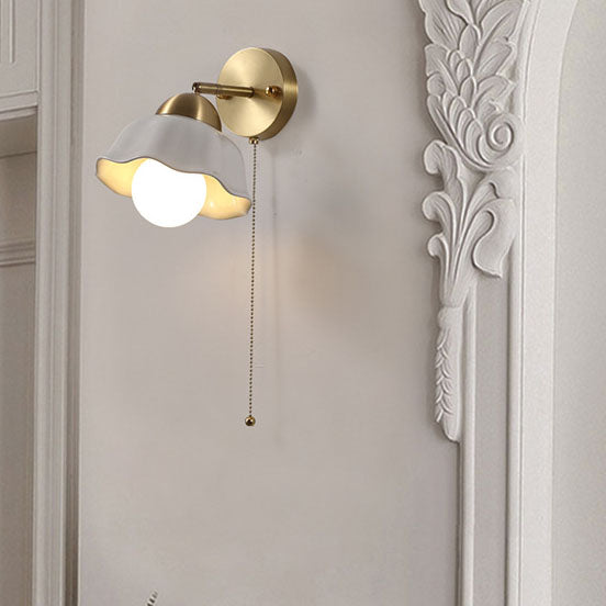 Floral Copper Ceramic Pull Wall Lamp