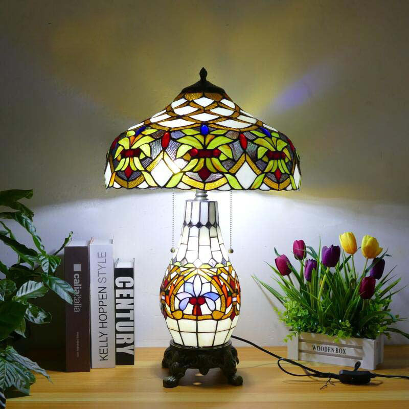 Baroque Umbrella Resin Stained 3-Light Table Lamp