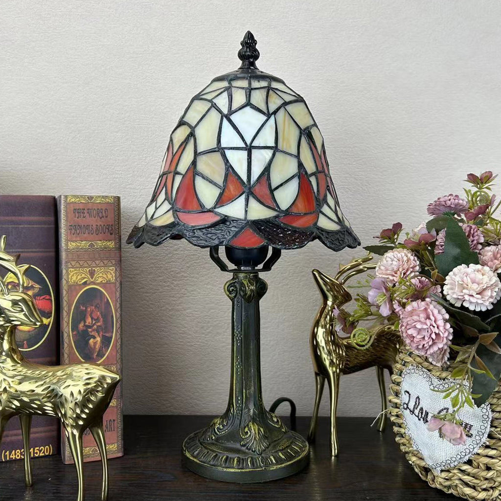 Alloy Glass Dome Flower Table Lamp