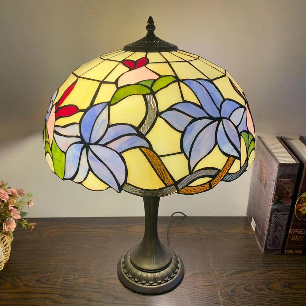Flowers Stained Glass 2-Light Table Lamp