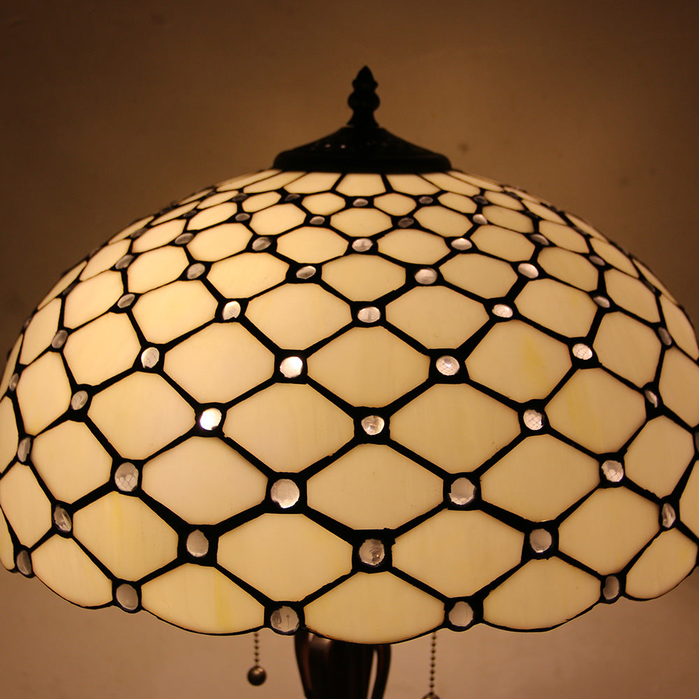 Mediterranean Stained Glass Cone 2-Light Table Lamp