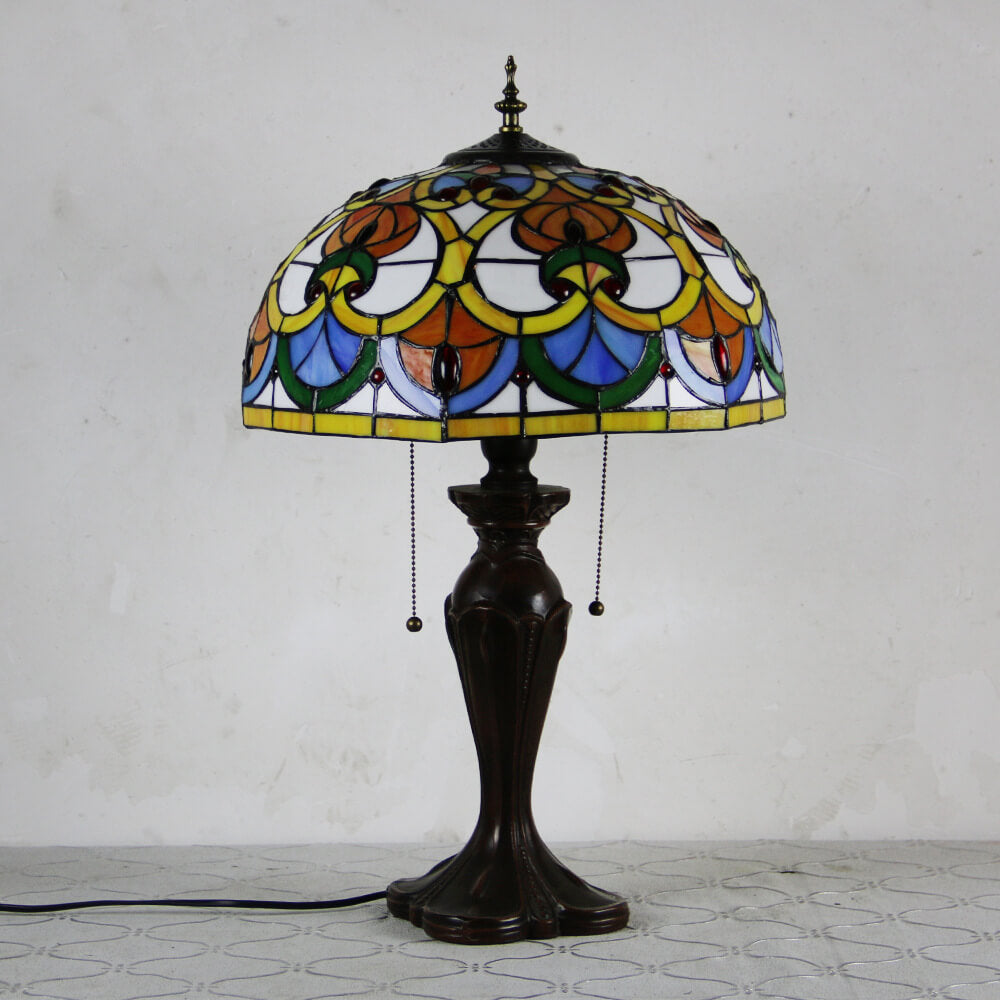 Flowers Stained Glass Pull Table Lamp