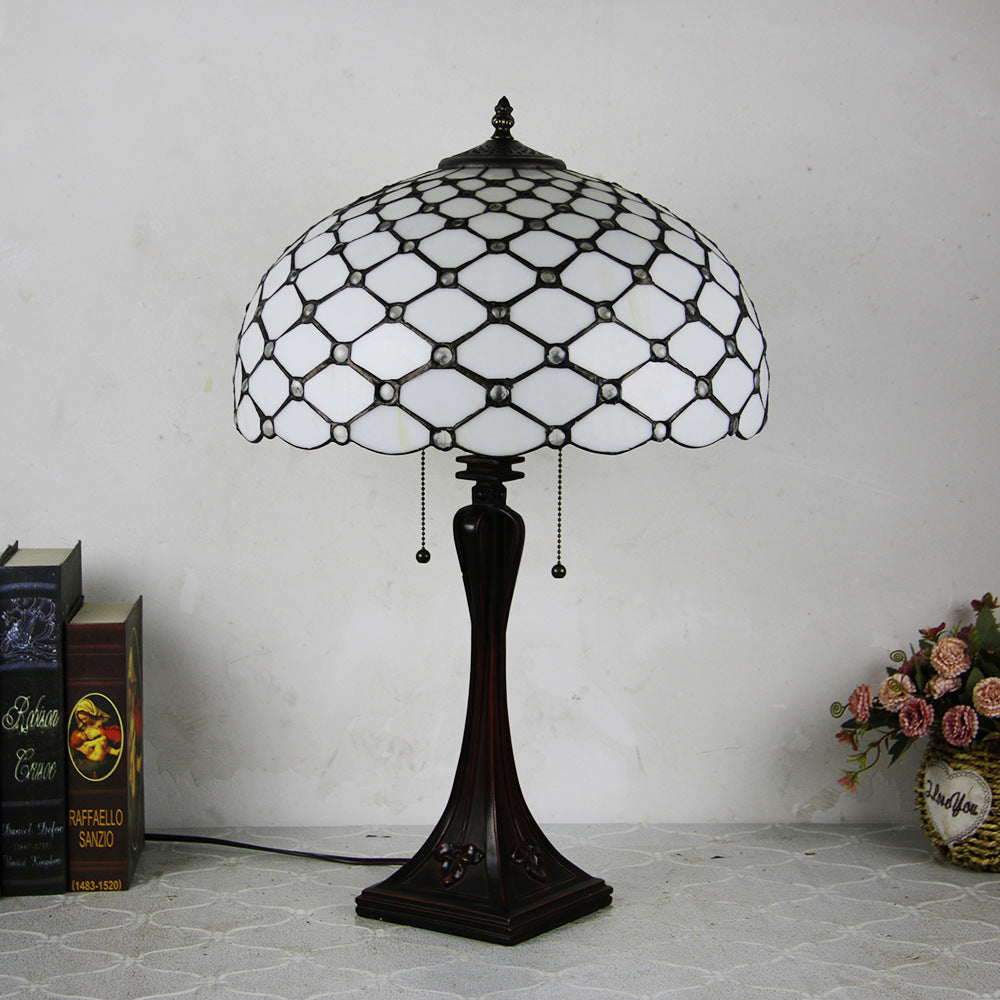 Mediterranean Stained Glass Cone 2-Light Table Lamp