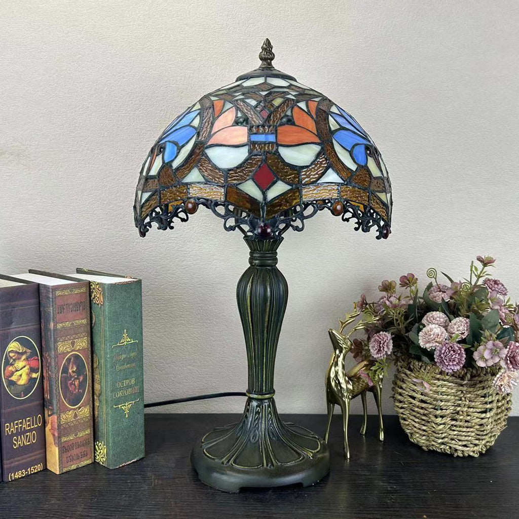 Metal Glass Dome Grape Table Lamp