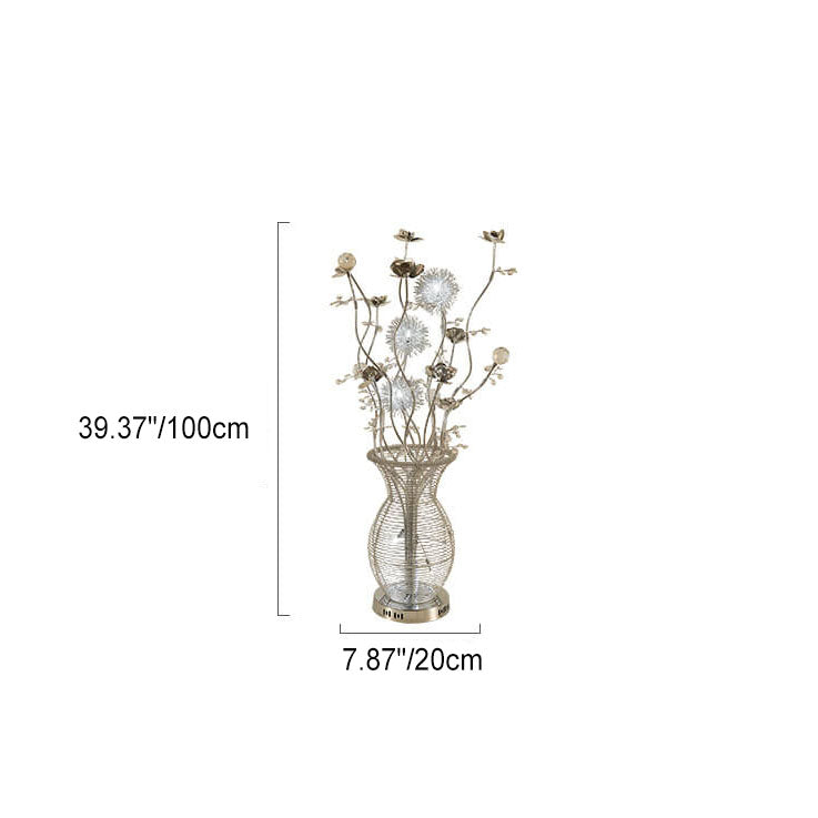 Floral Vase Aluminum Bedroom 3-Light Table Lamp