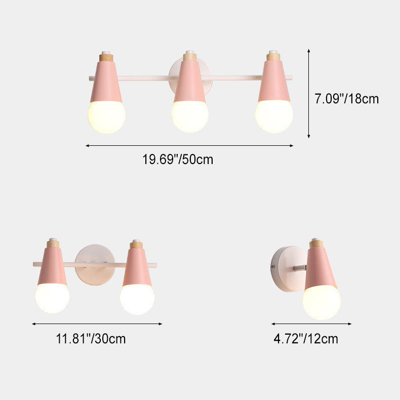 Wood Iron Horn Cone 2-Light Wall Lamp