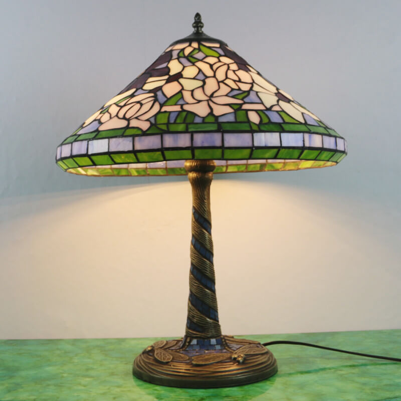 Flower Decor Stained Glass 2-Light Table Lamp