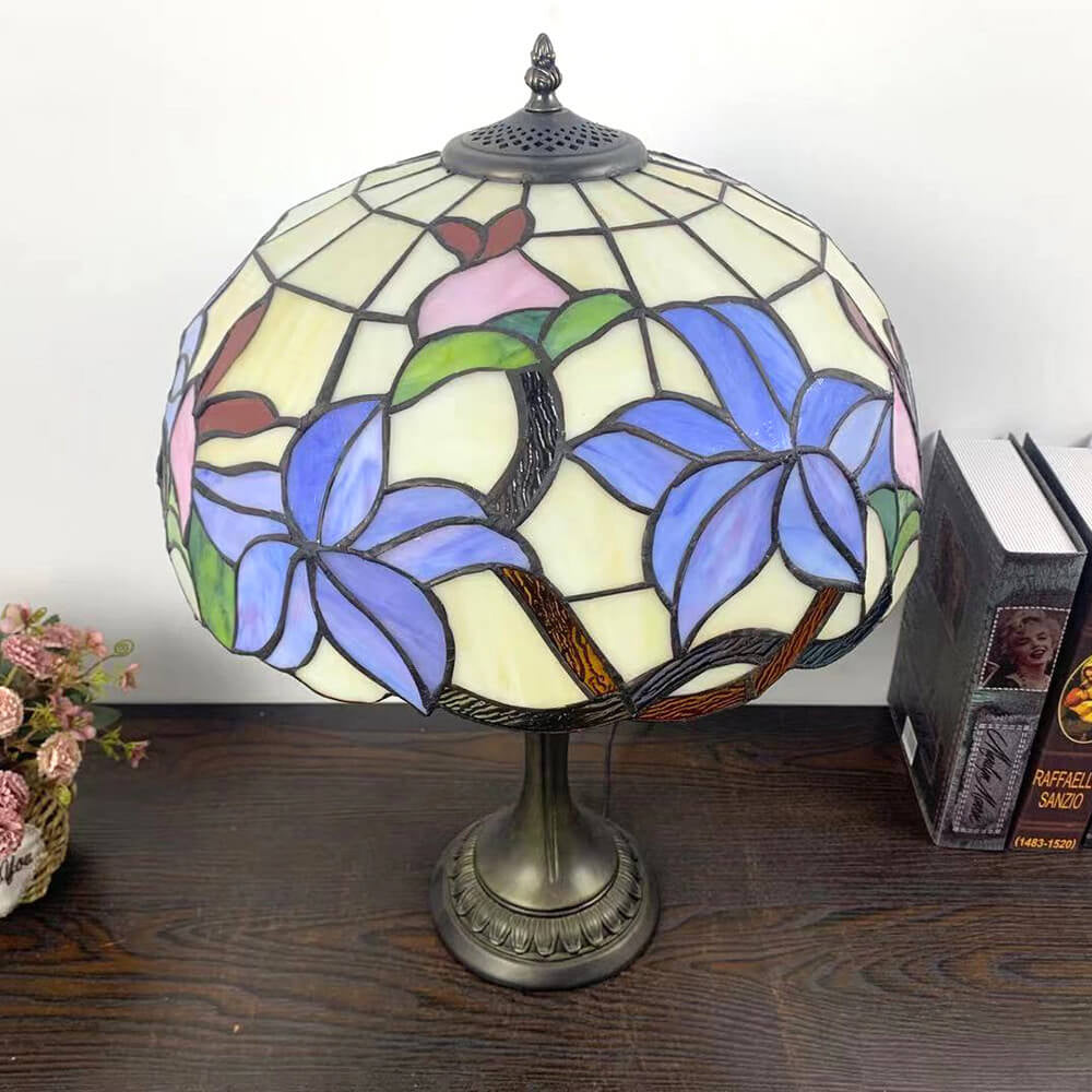 Flowers Stained Glass 2-Light Table Lamp