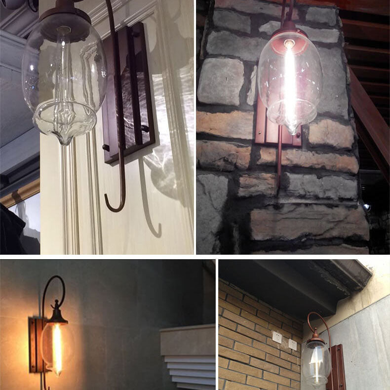 Glass Cup Iron Wall Lamp
