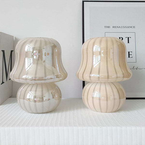 Cream Handmade Glass Mushroom Table Lamp