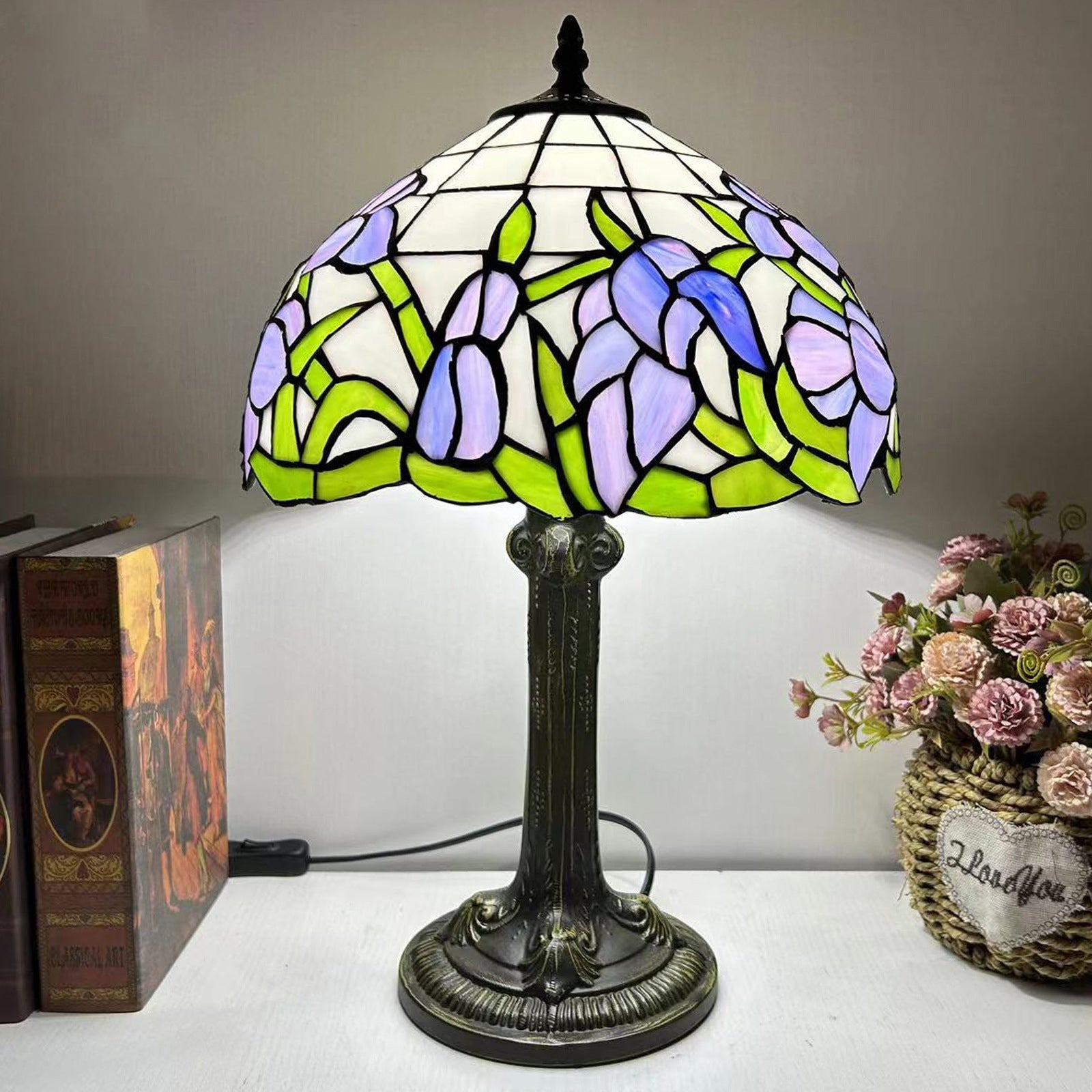Dome Flower Iron Glass Table Lamp