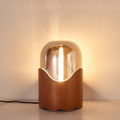 Faux Leather Cylindrical Glass Table Lamp