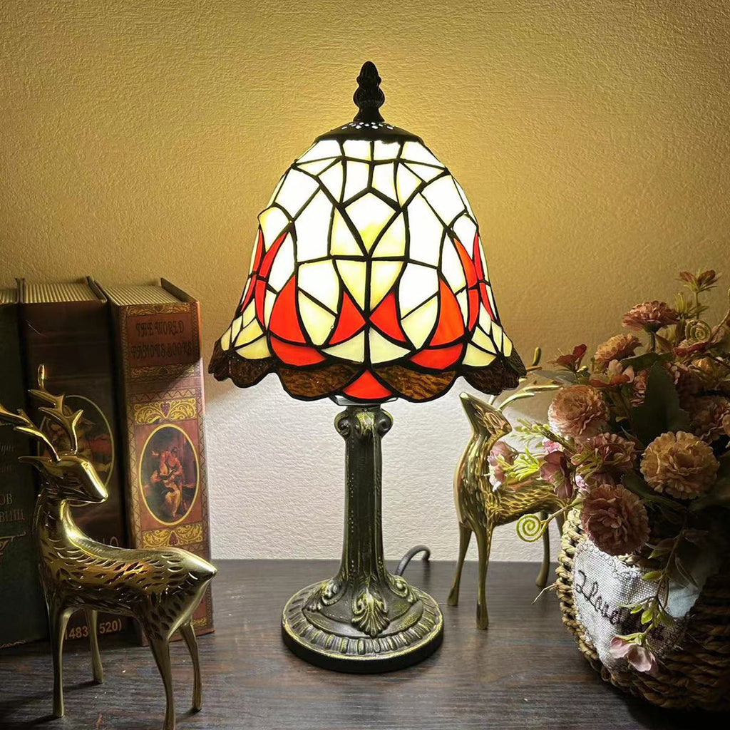 Alloy Glass Dome Flower Table Lamp