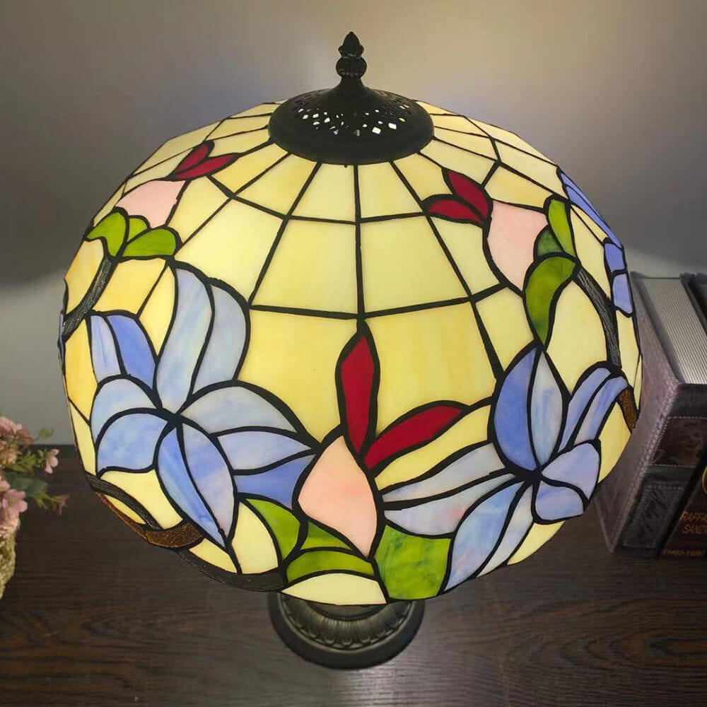 Flowers Stained Glass 2-Light Table Lamp