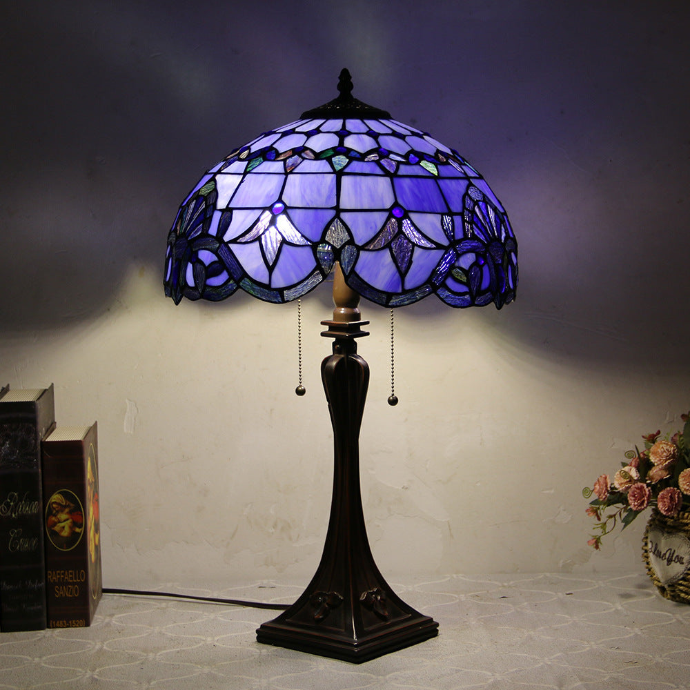 Mediterranean Stained Glass Cone 2-Light Table Lamp
