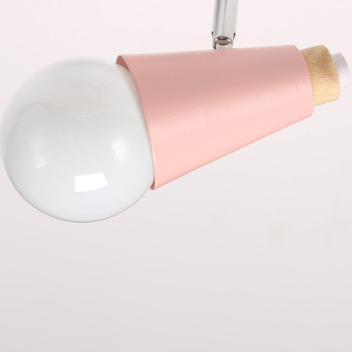 Wood Iron Horn Cone 2-Light Wall Lamp
