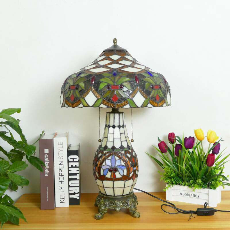 Baroque Umbrella Resin Stained 3-Light Table Lamp