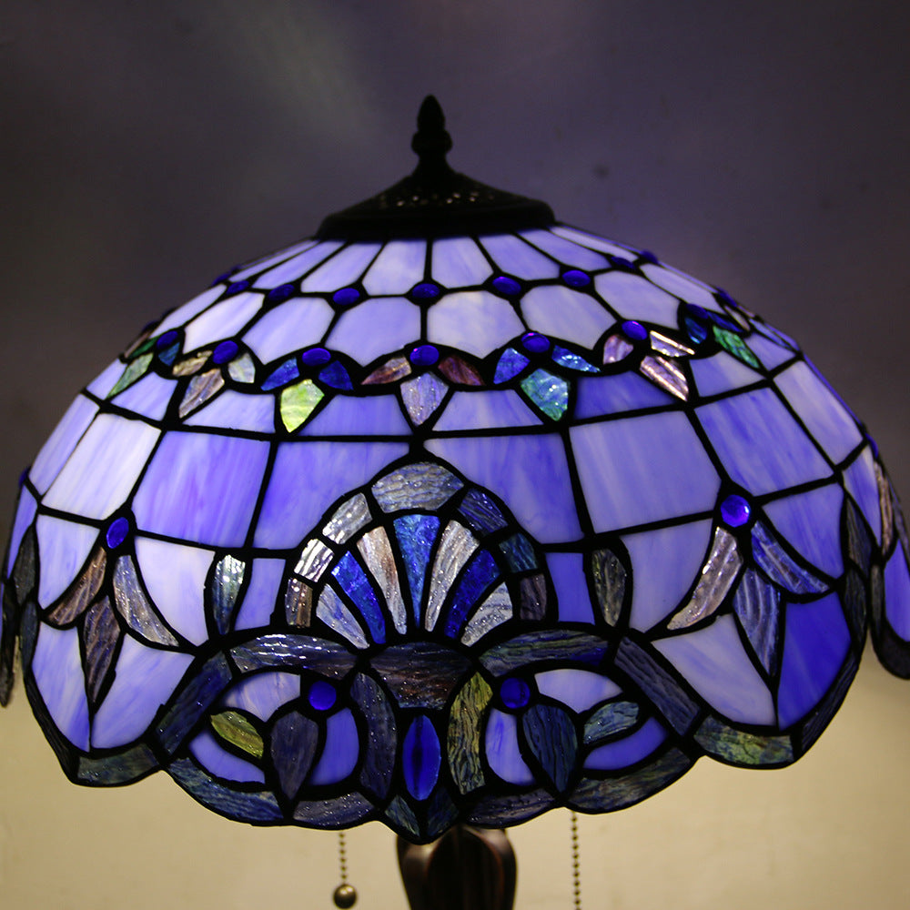 Mediterranean Stained Glass Cone 2-Light Table Lamp