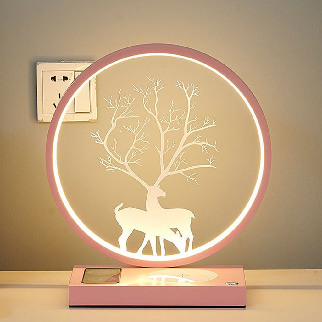 Round Deer Design Wireless Table Lamp