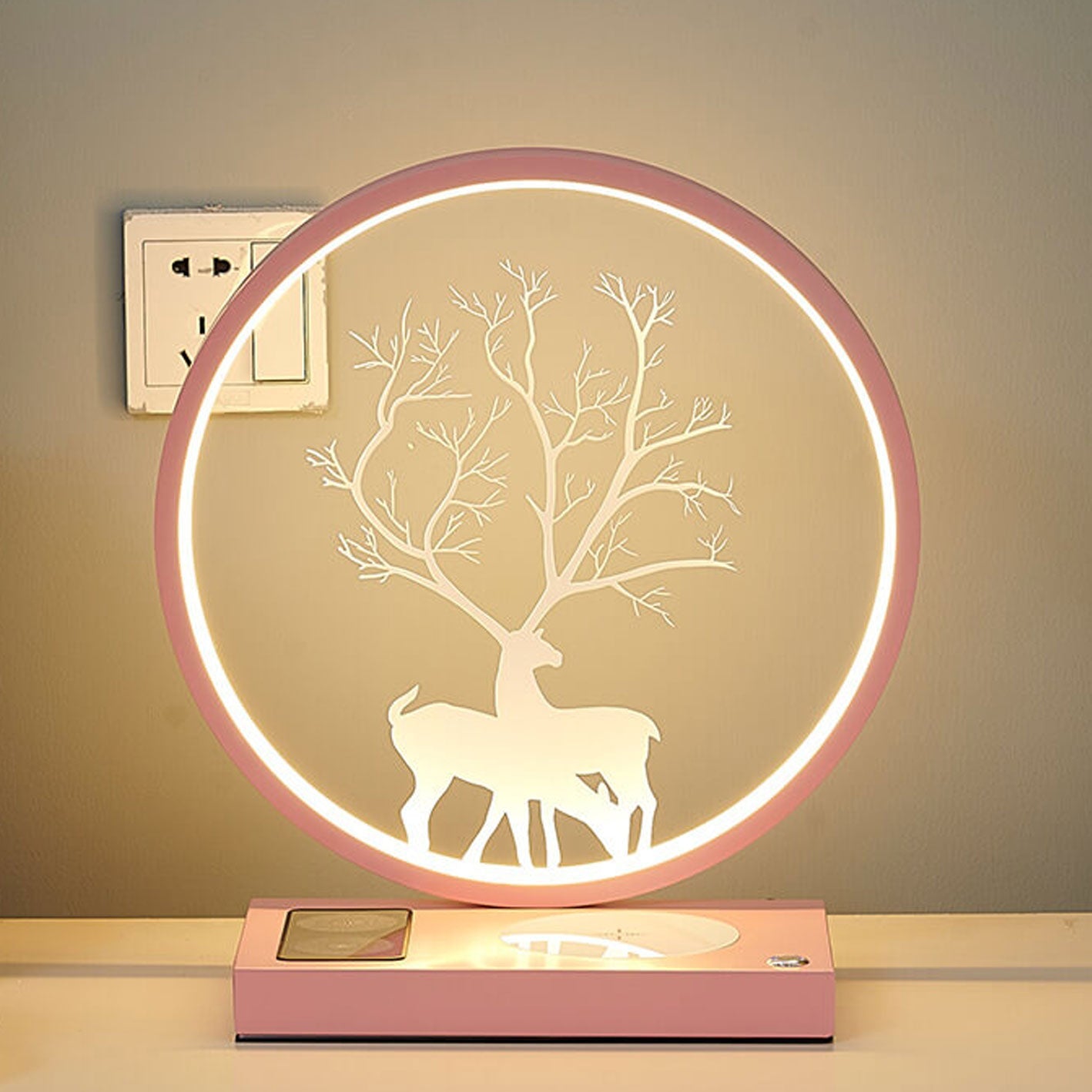 Round Deer Design Wireless Table Lamp