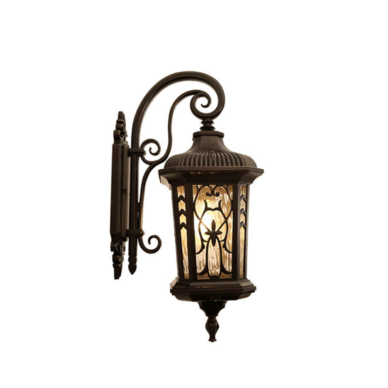 Carved Cage Aluminum Glass Outdoor Light