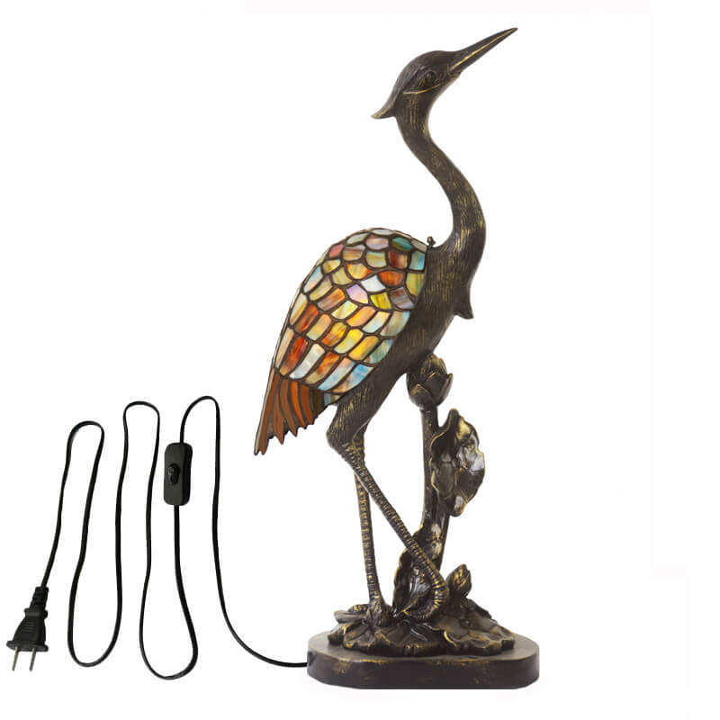 Crane Stained Glass Table Lamp