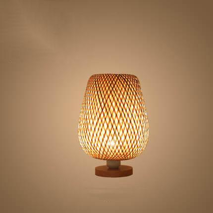 Bamboo Weaving Oval Table Lamp