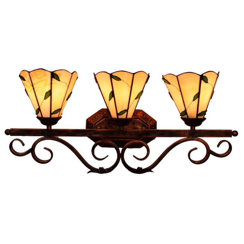 Leaf Stained Glass 3-Light Wall Lamp