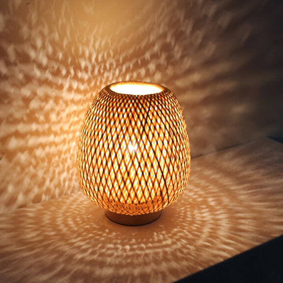 Bamboo Weaving Round Decorative Table Lamp