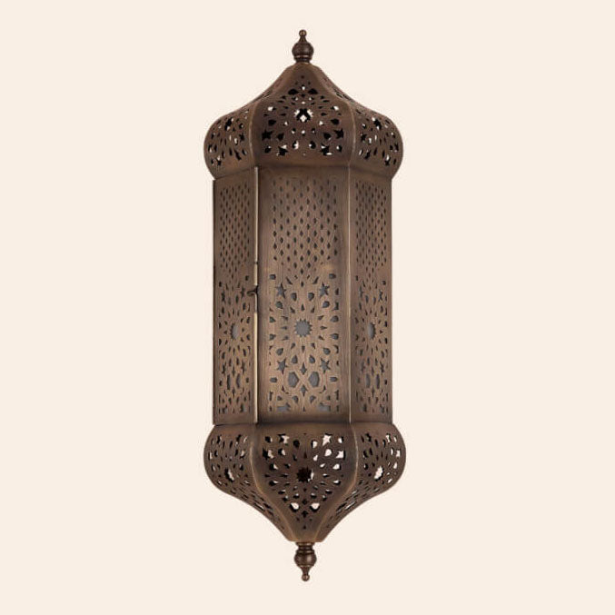 Hollowed Column Copper Moroccan Wall Lamp