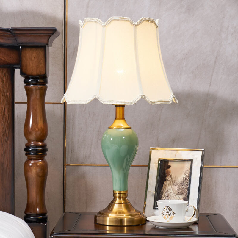 Fabric Waterdrop Ceramic Table Lamp