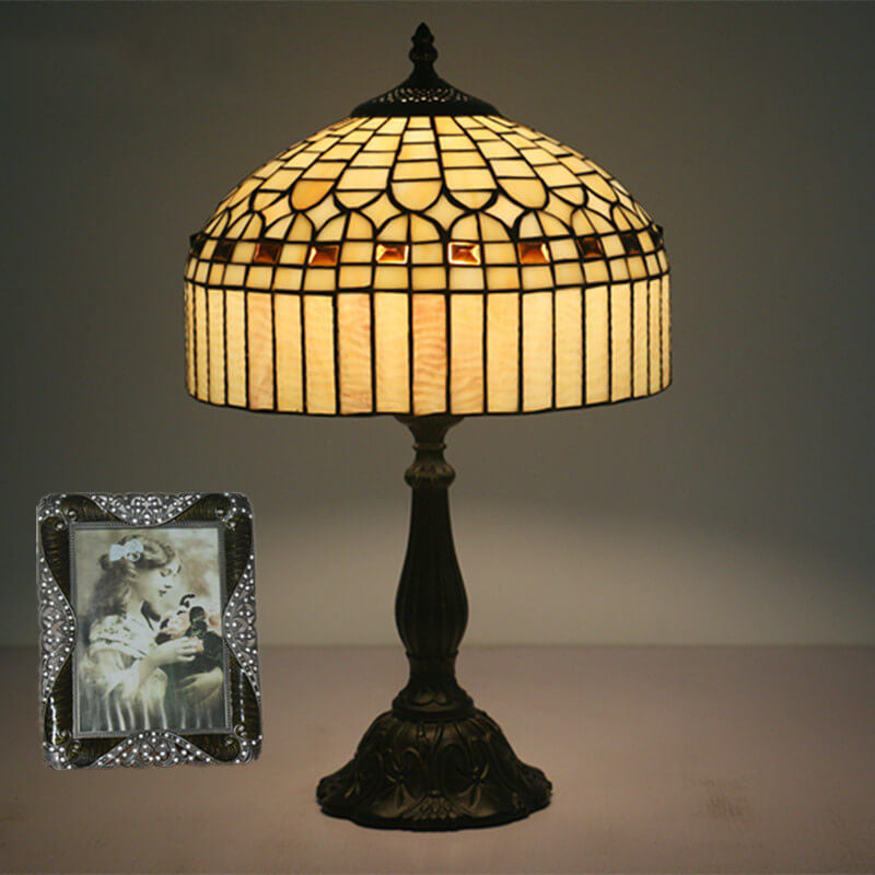 Yellow Baroque Glass Table Lamp