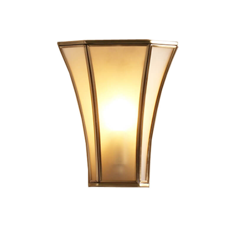Glass Brass Column Wall Lamp