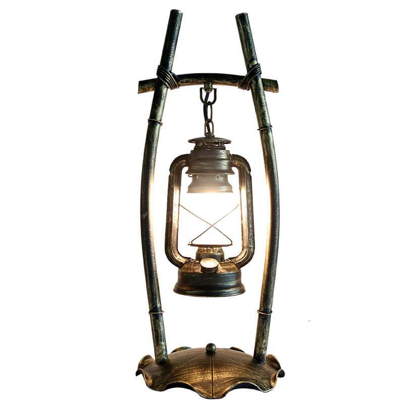 Antique Kerosene Iron Glass Table Lamp