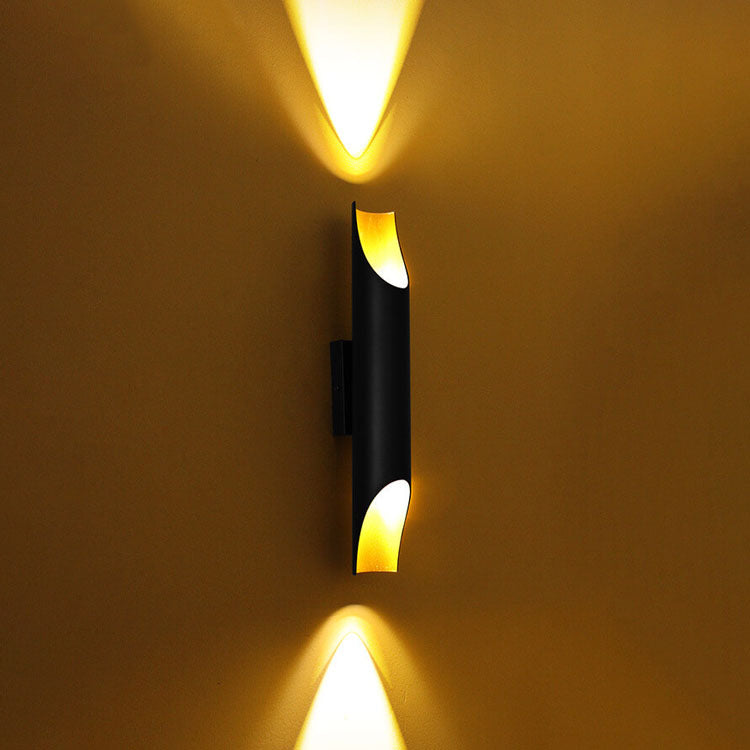 Cylindrical Aluminum Black Gold 2-Light Wall Lamp