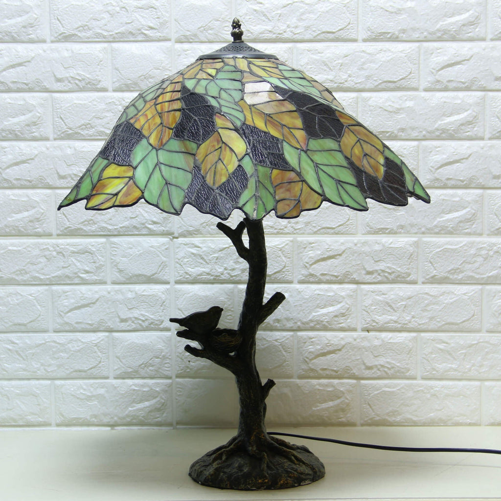 Leaf Stained Glass 2-Light Table Lamp