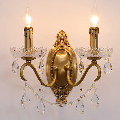 Brass Crystal Candle 1/2 Wall Lamp