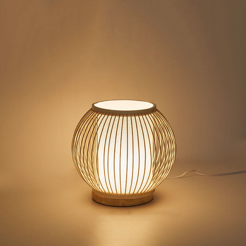 Bamboo Weaving Globe Table Lamp
