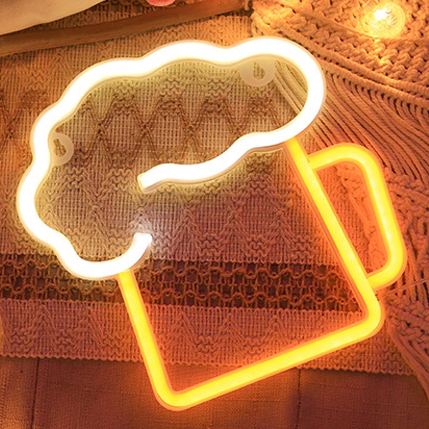 Neon Beer Mug Battery/USB Floor Lamp
