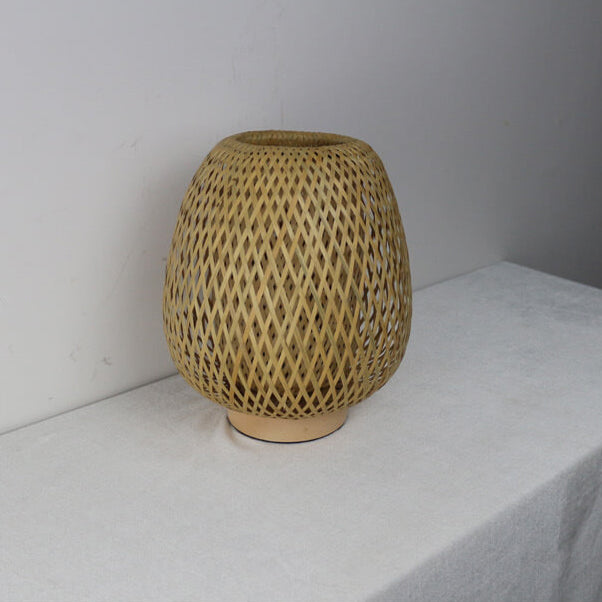Bamboo Weaving Round Decorative Table Lamp